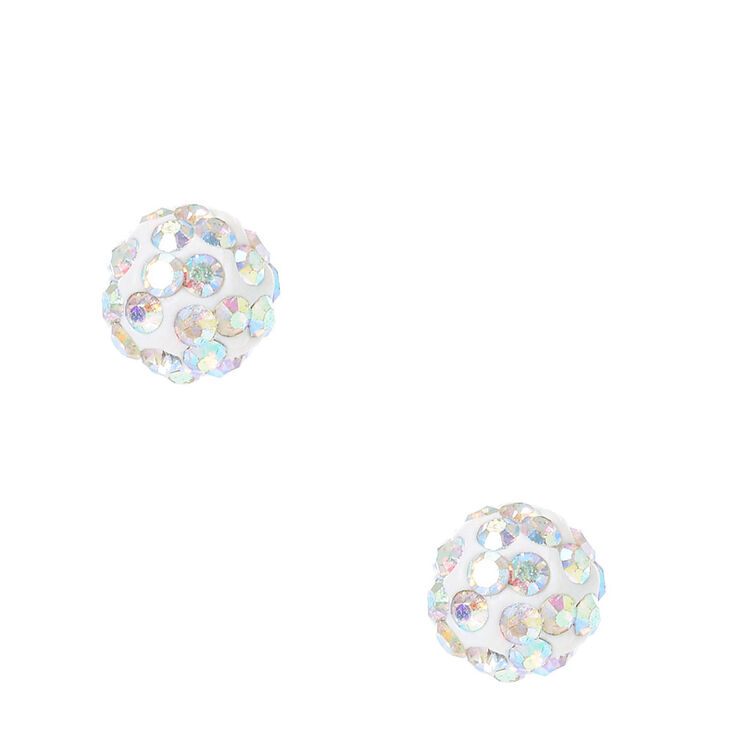 Claire's Clous d'oreilles à boules de feu blancs iridescents