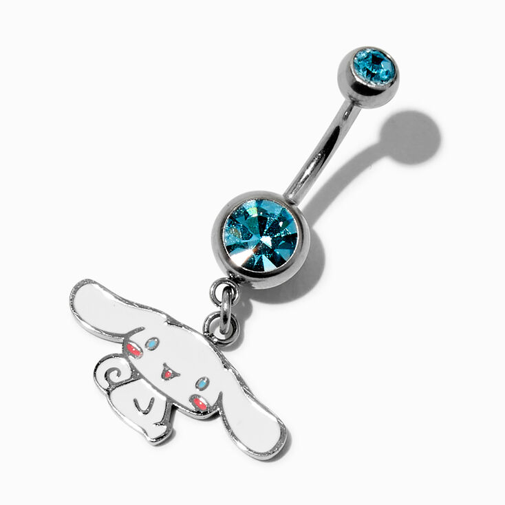 Cinnamoroll&trade; Stainless Steel Blue Crystal Charm 14G Belly Bar,
