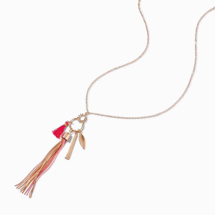 Multi-Colour Tassel Long Pendant Necklace,