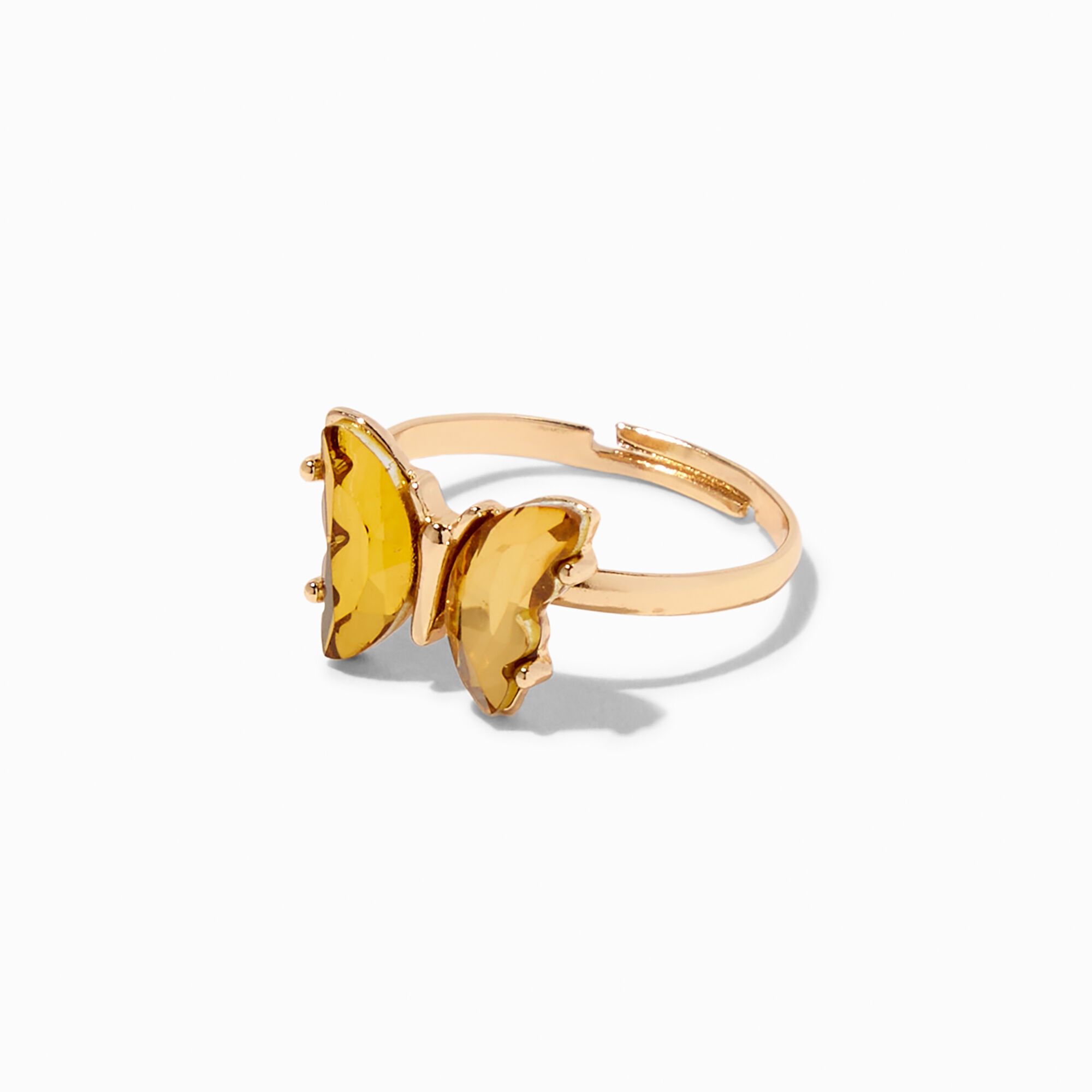Butterfly Birthstone Gold Adjustable Ring - November,