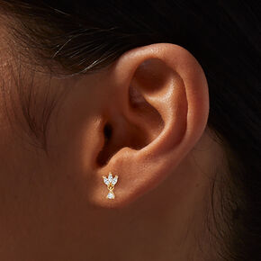 C LUXE by Claire&#39;s 18kt Gold Plated Cubic Zirconia Flower Stud Earrings,