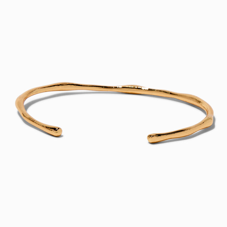 Gold-tone Simple Textured Cuff Bracelet,