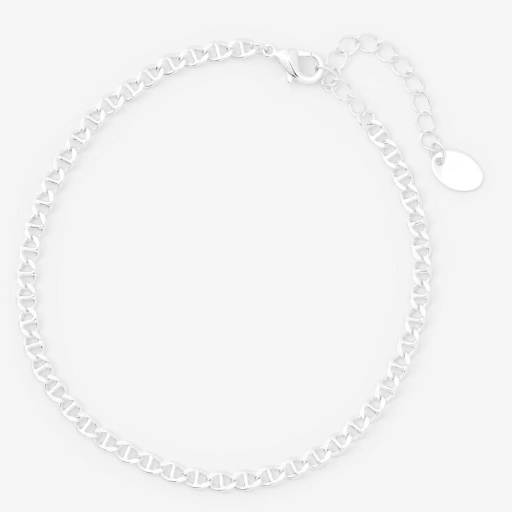 Silver-tone Poptop Chain Anklet,