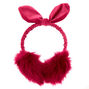 Furry Bow Ear Muffs - Pink,