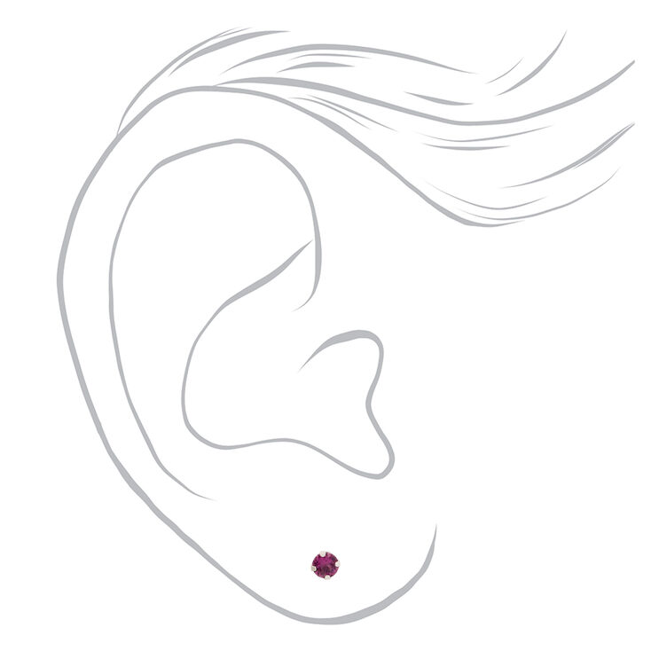 14kt White Gold 3mm February Crystal Amethyst Studs Ear Piercing Kit with Ear Care Solution,