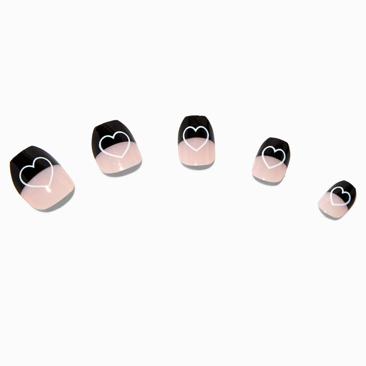 Half Black Heart Coffin Press On Vegan Faux Nail Set - 24 Pack,