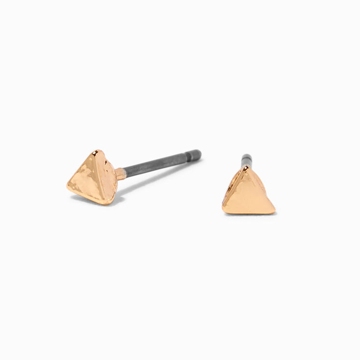 Gold Triangle Stud Earrings,