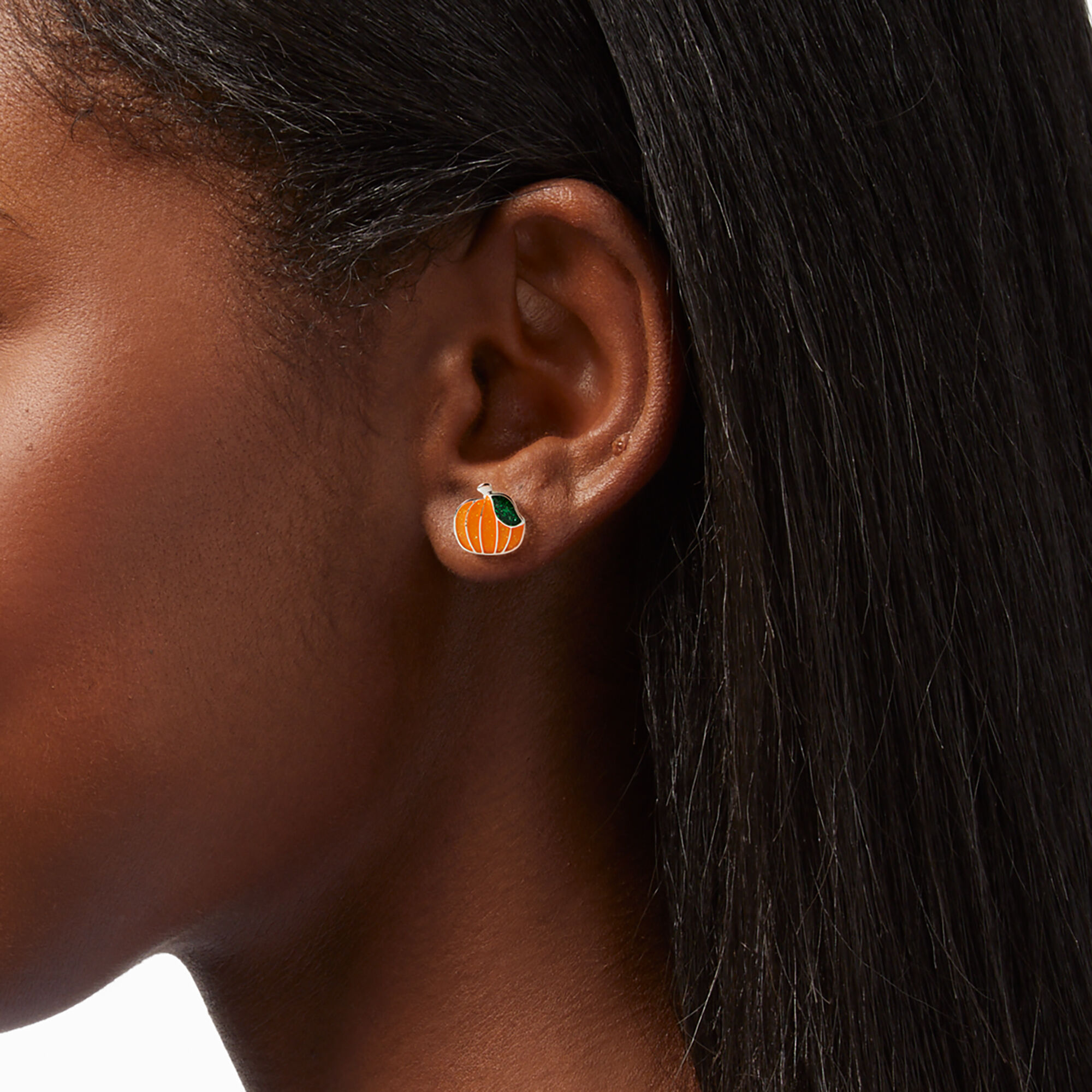 Glitter Pumpkin Stud Earrings,