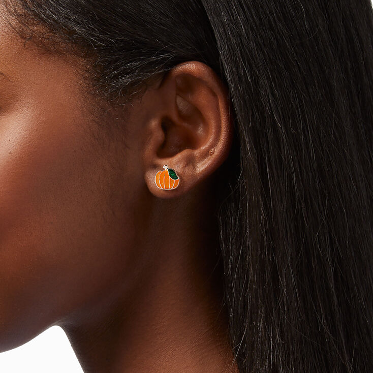 Glitter Pumpkin Stud Earrings,
