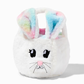 Easter Bunny Plush White Handled Basket,