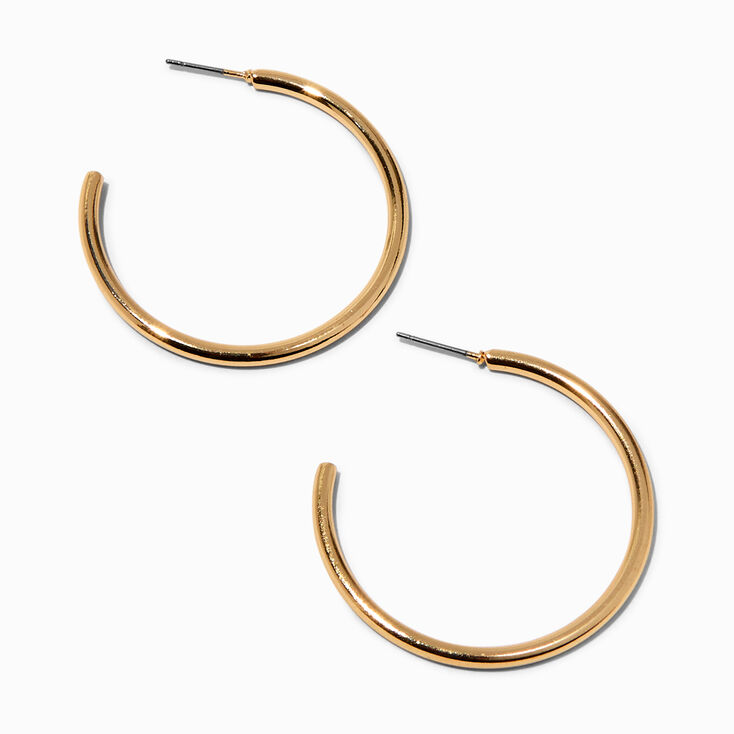 Gold-tone 40MM Post Back Hoop Earrings,