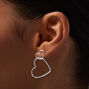 Silver-tone Double Heart Outline 2&quot; Drop Earrings,