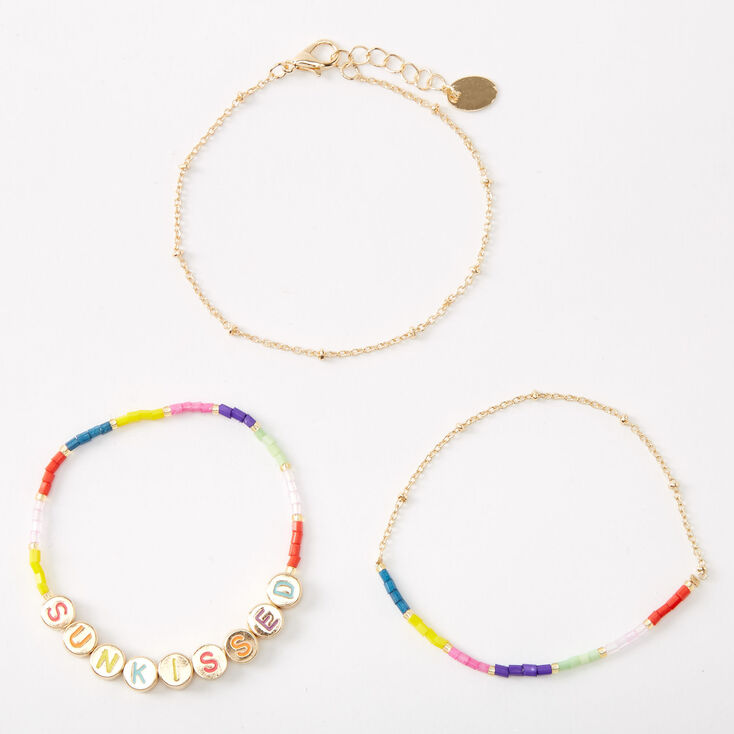 Gold Rainbow Sunkissed Mixed Bracelets - 3 Pack,