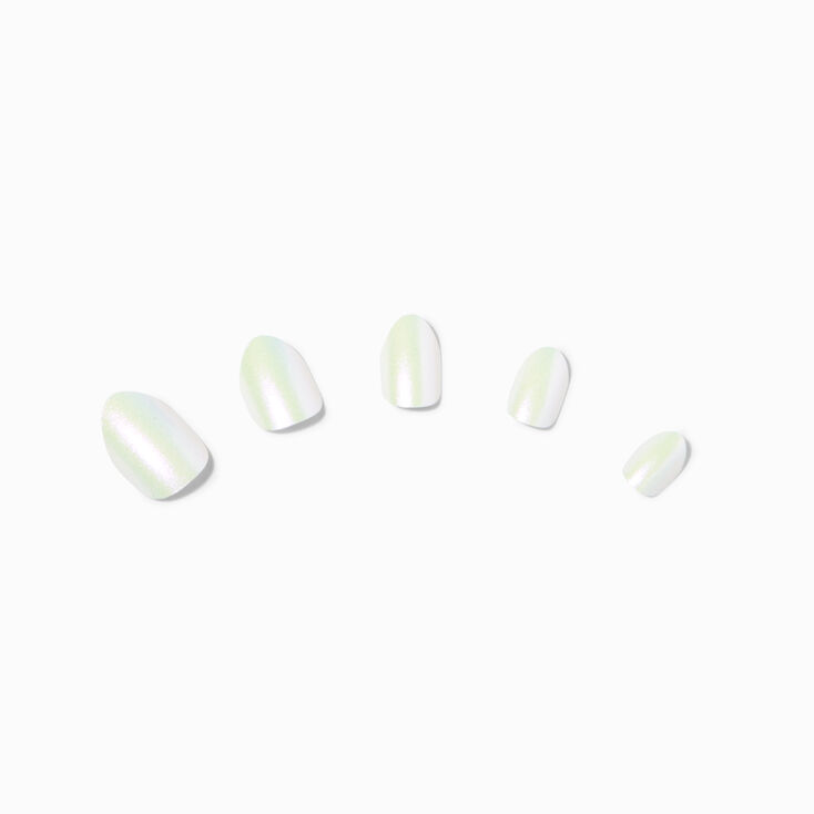 White Chrome Stiletto Press On Vegan Faux Nail Set - 24 Pack,