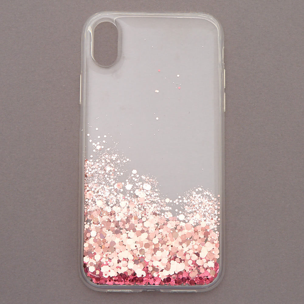 Pink Glitter Cascade Protective Phone Case - Fits iPhone XR,
