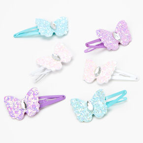 Claire&#39;s Club Glitter Butterfly Snap Hair Clips - 6 Pack,