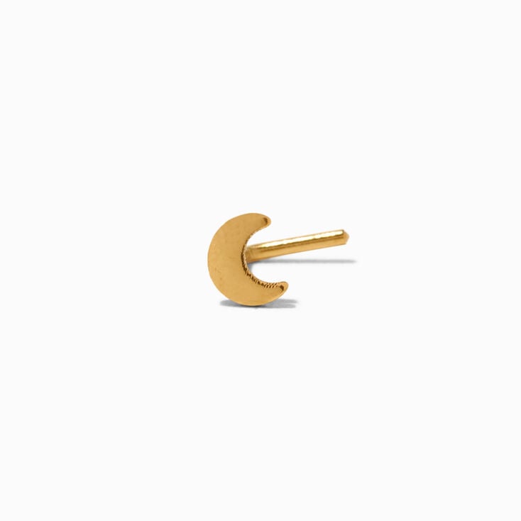 Gold Titanium Crescent Moon 20G Nose Stud,