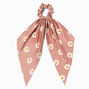 Silky Pink Blush Daisy Hair Scrunchie Scarf,