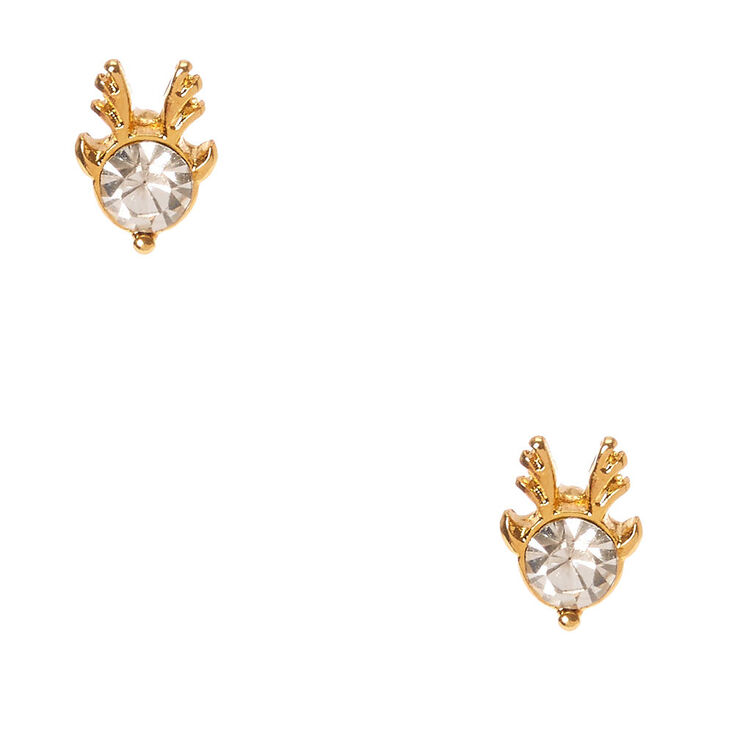 18kt Gold Plated Crystal Deer Earrings,