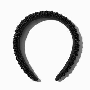 Black Crystal Embellished Puff Headband,