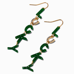 St. Patrick&#39;s Day Glitter &quot;Lucky&quot; Drop Earrings,