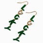 St. Patrick&#39;s Day Glitter &quot;Lucky&quot; Drop Earrings,