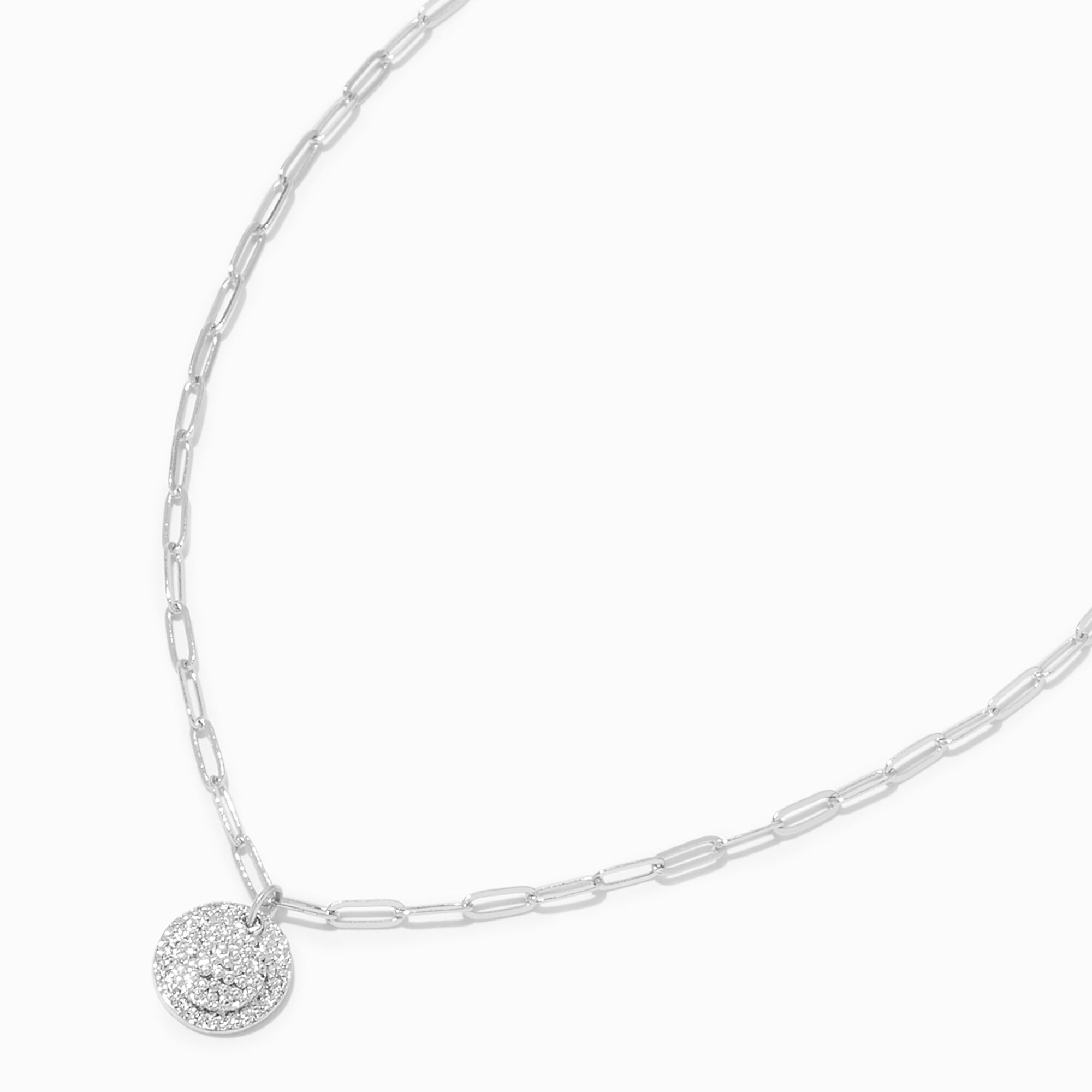 View Claires Tone Double Disc Pendant Necklace Silver information