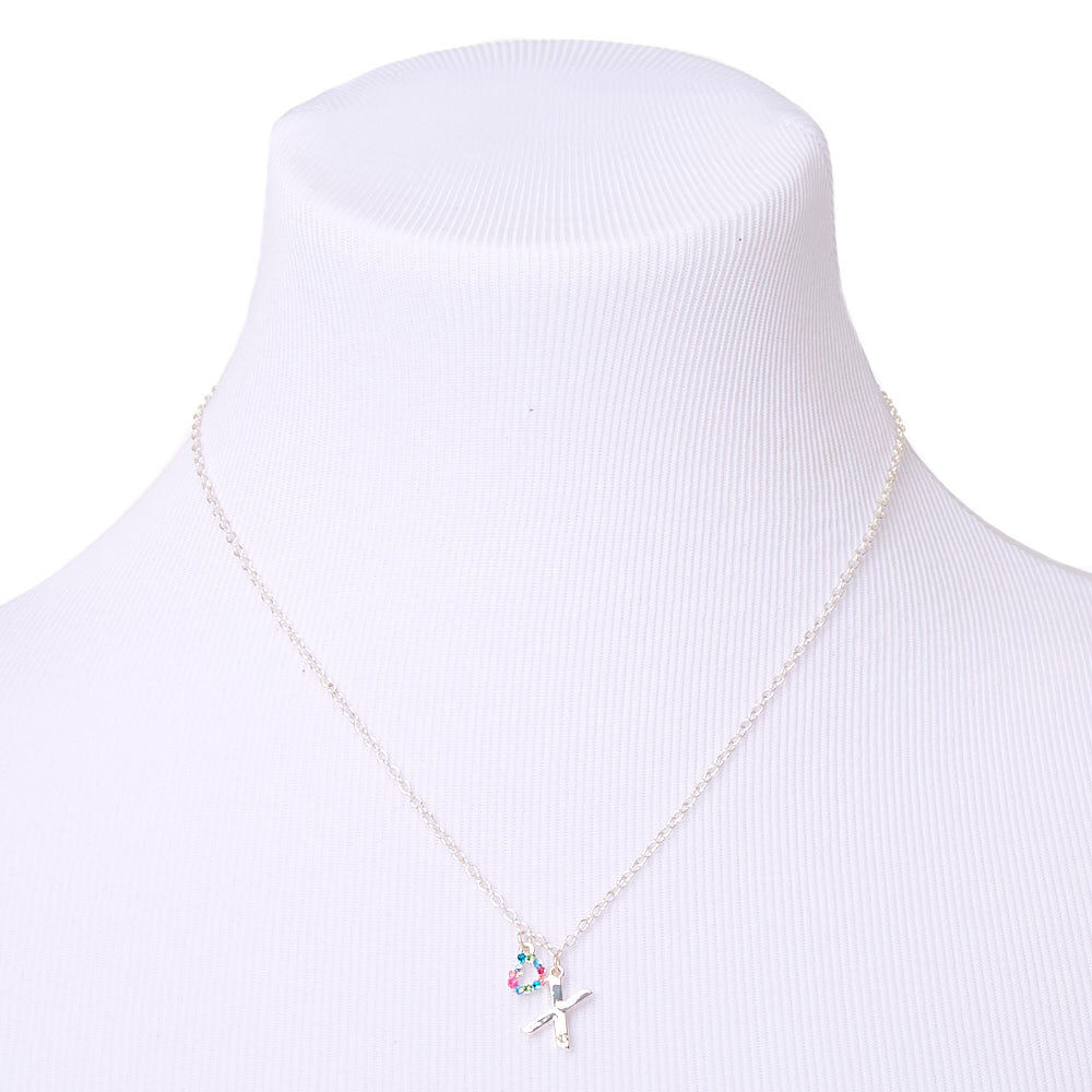 Silver Rainbow Initial Jewellery Gift Set - X, 4 Pack,