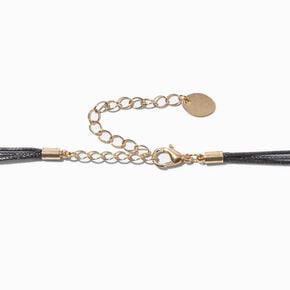 Black Cord Multi-Strand Choker Necklace,