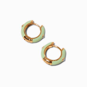 Mint Enamel Huggie Hoop Earrings,