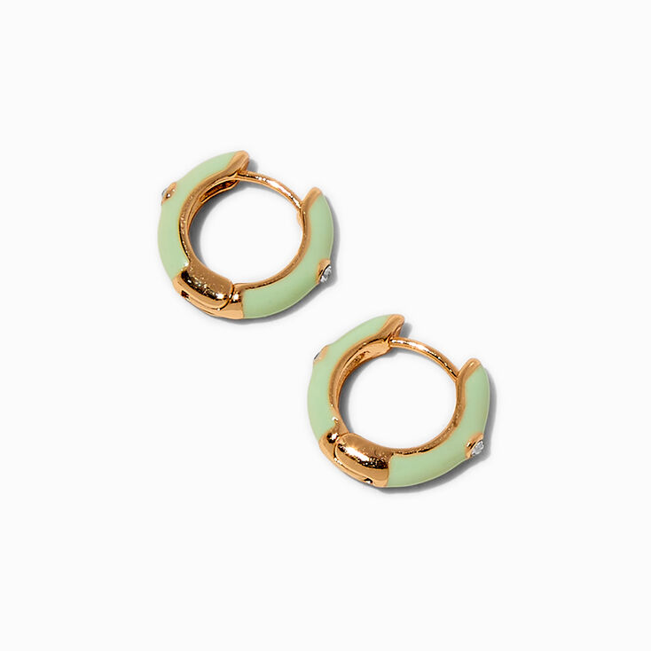 Mint Enamel Huggie Hoop Earrings,