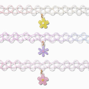 Claire&#39;s Club Bloom Flower Tattoo Choker Necklaces - 3 Pack,