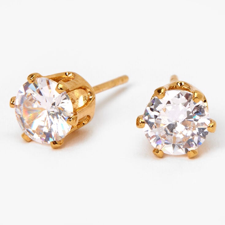 18kt Gold Plated Cubic Zirconia 6MM Cupcake Stud Earrings,