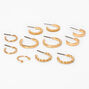 Gold Mixed Hoop Earrings and Ear Cuff Set - 6 Pack,