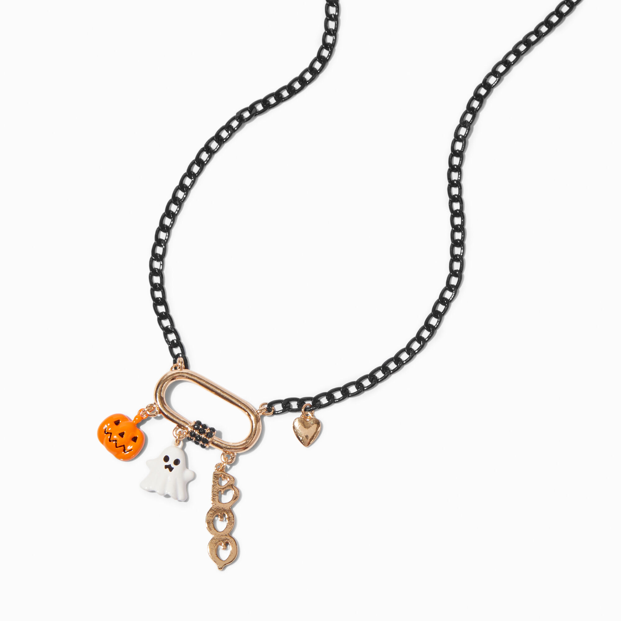 Halloween Icons Gold Bar Charm Necklace,