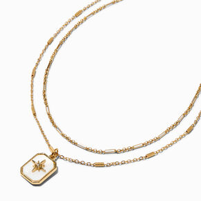 C LUXE by Claire&#39;s 18k Yellow Gold Plated Cubic Zirconia Compass Multi-Strand Necklace,
