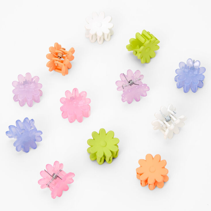 Pastel Rainbow Daisy Mini Hair Claws - 12 Pack,