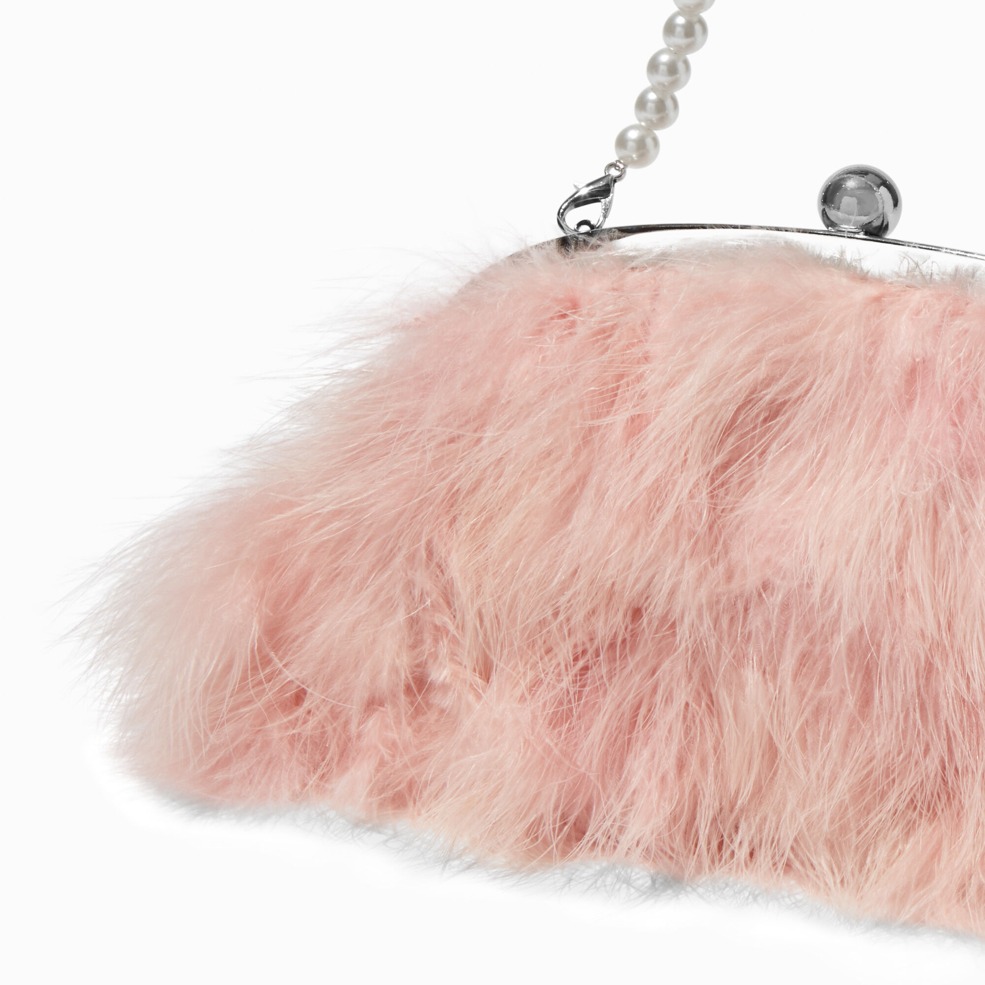 Blush Pink Feathery Shoulder Bag Claire s
