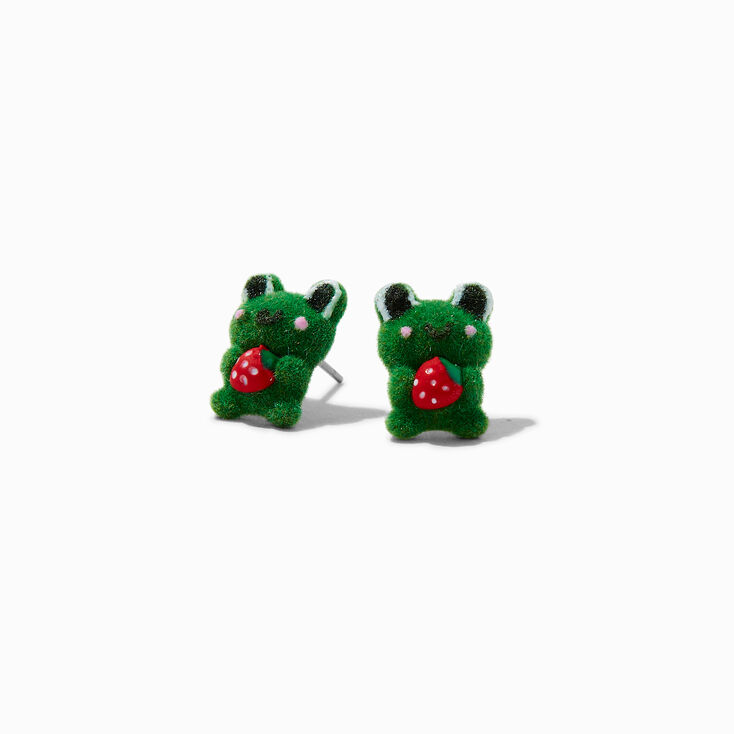 Fuzzy Frog Stud Earrings