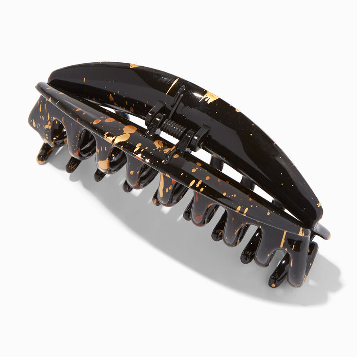 Gold Splatter Black Hair Claw,