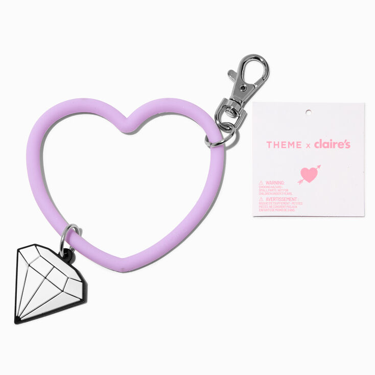 T H E M E x Claire&#39;s Purple Heart &amp; Diamond Keychain Clip,