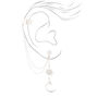 Silver-tone Celestial Moon Ear Cuff Connector Chain Earrings,