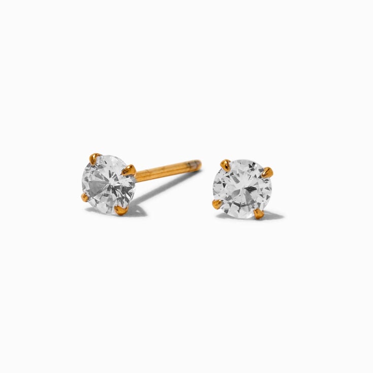C LUXE by Claire&#39;s Gold-tone Titanium Cubic Zirconia Stud Earrings,