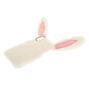 Coque de portable lapin en fausse fourrure blanche,