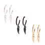 Mixed Metal Winged Mini Hoop Earrings,