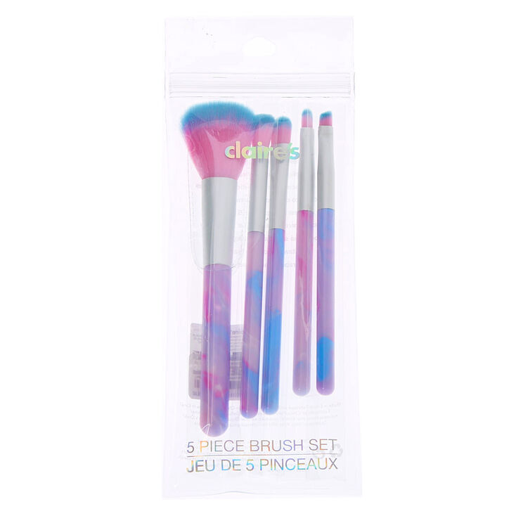 Cotton Candy Marble Makeup Brush Set - 5 Pack,