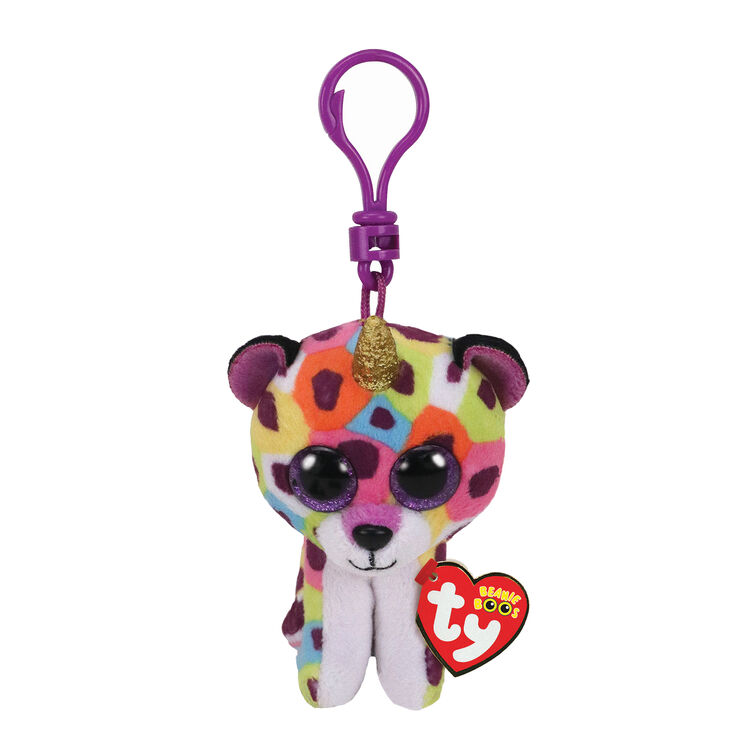 Ty Beanie Boo Giselle the Unicorn Leopard Keyring Clip,