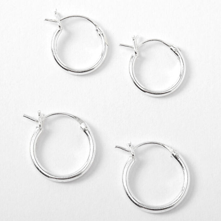 C LUXE by Claire&#39;s Sterling Silver Huggie Hoop Earrings - 2 Pack,