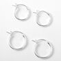 Sterling Silver Huggie Hoop Earrings - 2 Pack,