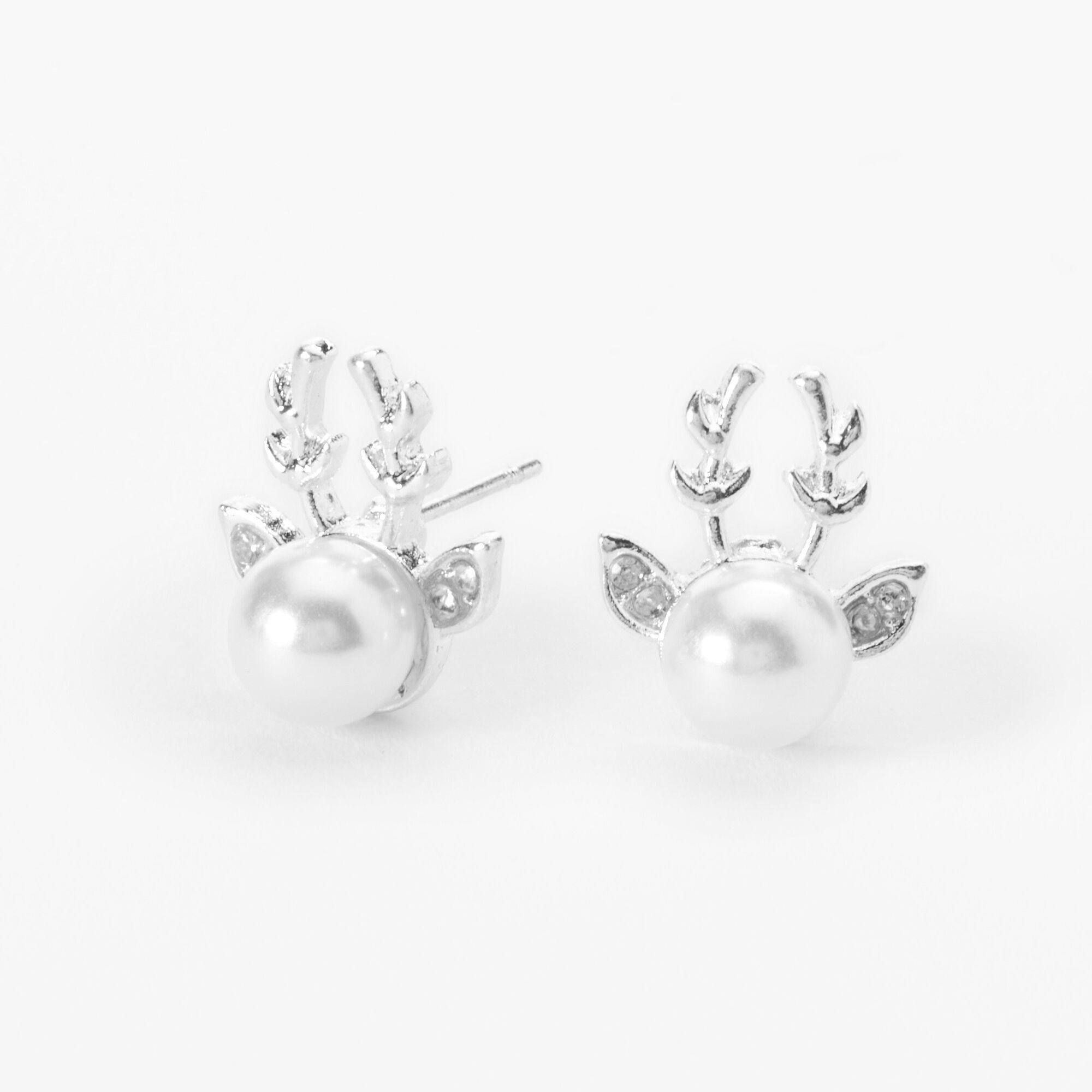 Pearl Reindeer Antler Stud Earrings